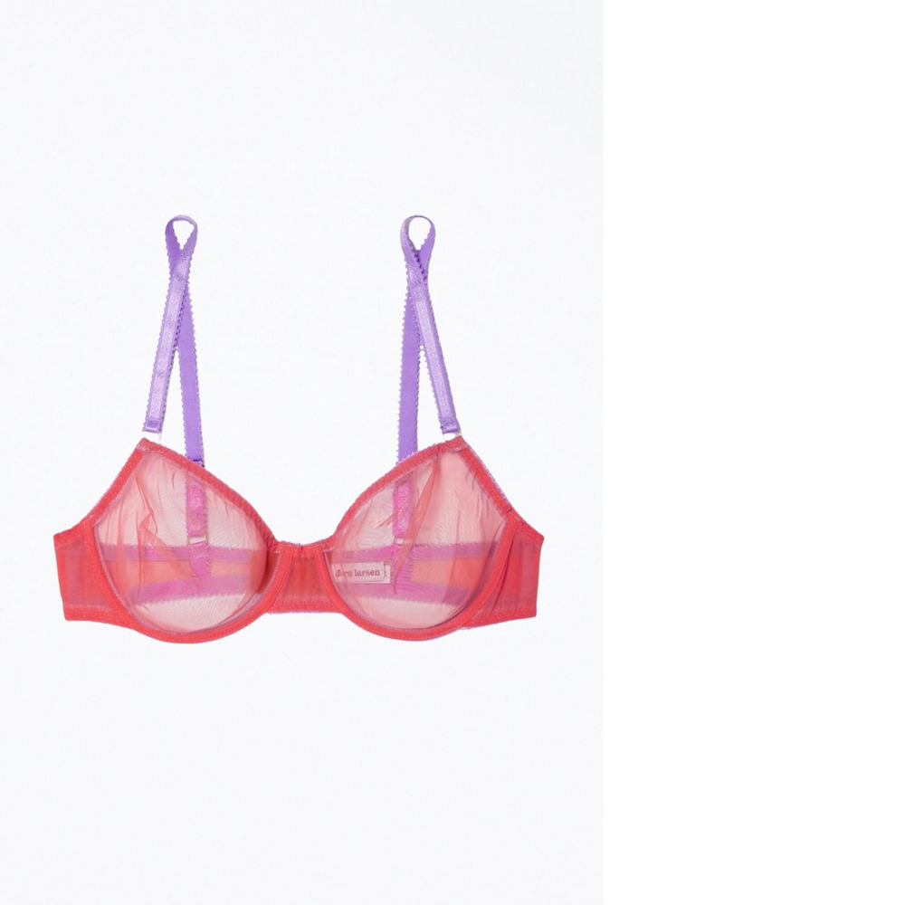 NEW DORA LARSEN gracie clean tulle underwire bra in bright orange